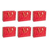 Eurowrap - X-29511-6Cpack - Set van 6 Kerstcadeauzakken - Groot Formaat 37,3x11,8x27,5cm - 210g
