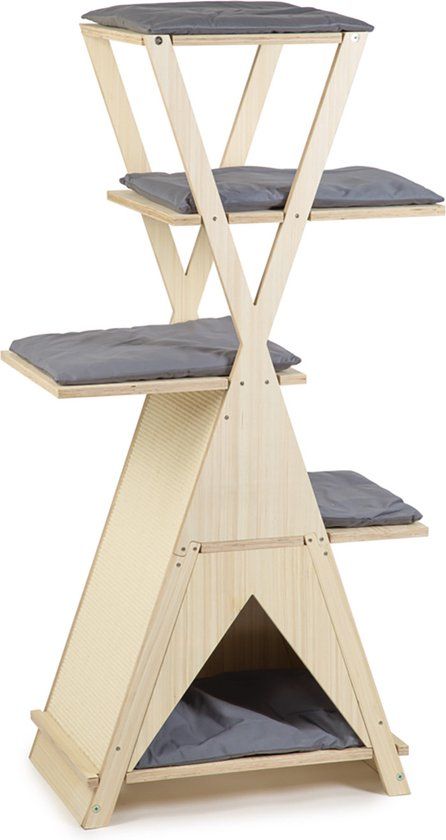 Beeztees Mirza Krabpaal - Hout - 135 cm - Lichtbruin/Grijs