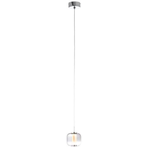 Brilliant Rafa LED hanglamp 1-vlam chroom / rookglas binnenverlichting, hanglampen | 1x 7W LED geïntegreerd, (lichtstroom: 437lm, lichtkleur: 3000K) | A + | In hoogte verstelbaar / kabel kan worden ingekort