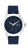 Calvin Klein Analoog CK Reset-horloge voor heren met blauw leren bandje, 25200526