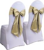 Merkloos / Sans marque Partydeco Stoel decoratie strik - 30x - goud - Bruiloft stoelen versiering - Satijn lint sjerp aankleding - 275 x 15 cm