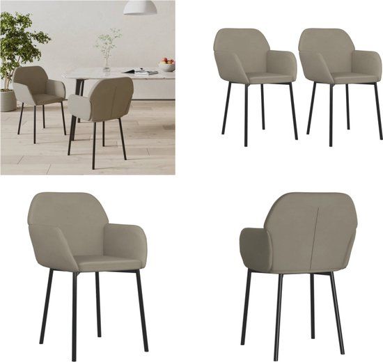 vidaXL Eetkamerstoelen 2 stuks fluweel lichtgrijs