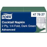 Tork Cocktailservet Donkergroen, 1/4 vouwen, 2 -laags, 200 servetten, 11.9cm x 11.9cm, 477827