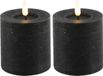 Countryfield Lyon LED kaarsen/stompkaarsen - 2x - zwart - D7,5 x H8 cm - timer