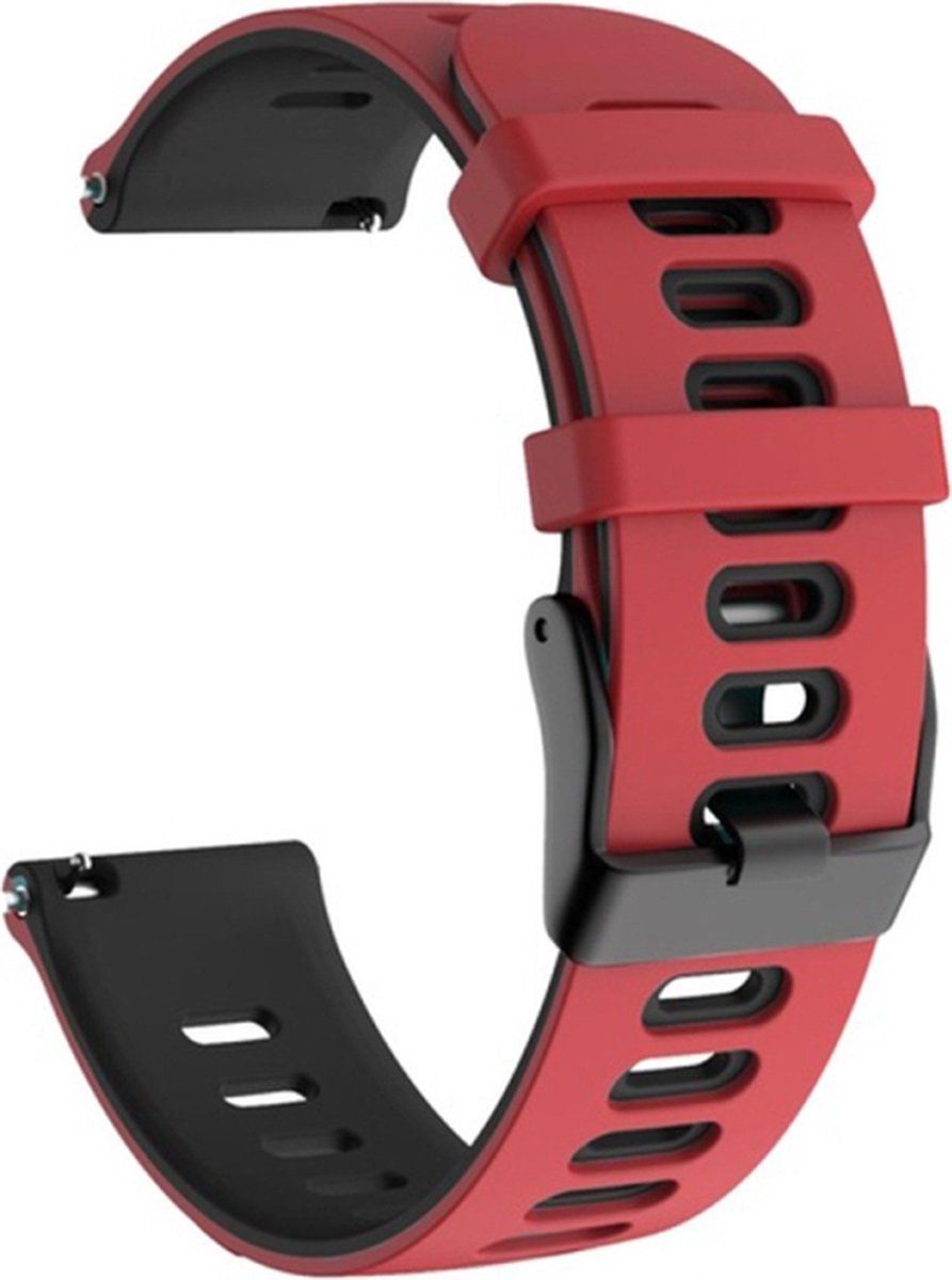 Intercella Siliconen bandje - geschikt voor Garmin Venu/Venu 2 Plus/Venu SQ/SQ 2/Vivomove/3/Style/Vivoactive 3/Forerunner 55/245/645 - rood-zwart