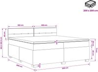 vidaXL Boxspringbed met matras en LED Lichtgrijs 200 x 200 cm Stof