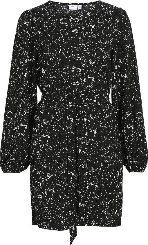 VILA VIPEFFI L/S DRESS - NOOS Dames Jurk - Maat XS - Black Beauty/Dew