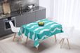 Bonamaison Tafelkleed, Anti-Mold, Sneldrogend, Waterdicht, 100% Polyester Tafellaken, Turkoois, wit, 140 x 140 Cm