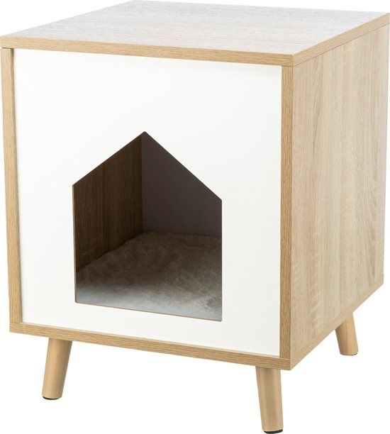 Trixie Kattenmand Huis Isa - Houtlook - Lichtbruin/Wit - 40x40x50 cm