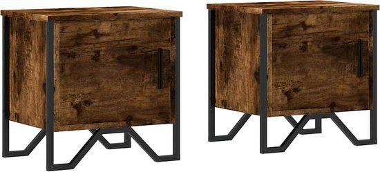 vidaXL Nachtkastjes - 2 stuks - 40x30x40 cm - Bewerkt Hout - Gerookt Eikenkleurig