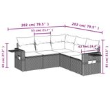 vidaXL 5-delige Loungeset met kussens, polyrattan, zwart