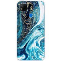Xiaomi Redmi 9C Marbre bleu paillete bedrukt siliconen hoesje
