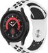 Strap-it Siliconen Smartwatch bandje - Geschikt voor Samsung Galaxy Watch 5 Pro sport band - Wit/Zwart