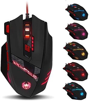 Zelotes Gaming Muis, 9200DPI, 8 Toetsen, USB, Ergonomisch, Bekabeld - PC/Mac/Laptop