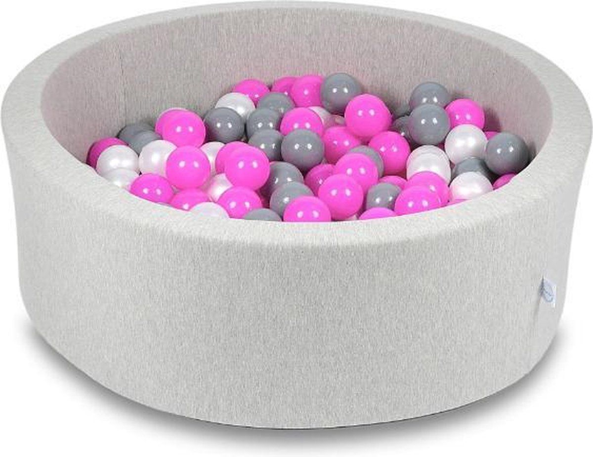 Viking Choice Ballenbak rond grijs - 90x30cm - incl. 200 ballen - roze ballen