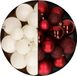 Kaemingk B.V. Boules de Noël 60x pièces - mélange rouge foncé/laine blanc - 4-5-6 cm - plastique - décoration de Noël
