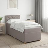 vidaXL Boxspringbed met matras en hoofdeinde Taupe 100 x 200 cm Stof