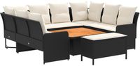 vidaXL Loungeset 7-delig Zwart en Crème PE Rotan