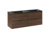 Elias Double undermount vanity basin 120cm Dark wood - Black basin