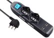 Electraline 62095 meervoudige stekkerdoos 6 stopcontacten 2 Schuko 4 tweewaardige stopcontacten 10/16 A 2 USB 2.1A - kabel 1,5 m, zwart