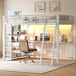 Metaal hoogslaper 140x200, bureau, opbergmand, opbergvakken, USB-poort, LED-verlichting (blanc)