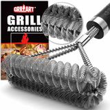 GRILLART Grillborstel Borstel Gratis & Draad Gecombineerde BBQ Borstel - Veilige & Efficiënte Grill Reinigingsborstel - 17" Grill Cleaner Borstel voor Gas/Porselein/Charbroil Roosters - BBQ
