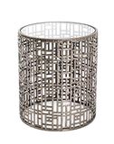 HAKU Bijzettafel rond brons metaal salontafel met veiligheidsglas 8 mm - Maat: H 45 cm x Ø 38 cm, Stijl: Art Deco