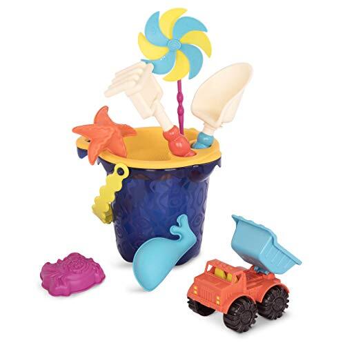 B. toys by Battat B. Toys Zandspeelgoed, 9-delig, met emmer, zandbak, speelgoed, strand, speelplaats met schep, zeef, zandvormpjes, kiepwagen, speelgoed vanaf 18 maanden