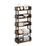 Furinno Turn-N-Tube 5-Tier Toolless Display Rack, Amber Pine/Zwart