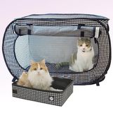 Merkloos Necoichi Draagbare stressvrije kooidrager en kattenbak, binnen en buiten, reizen (zwart, kooi/kennel+kattenbak)