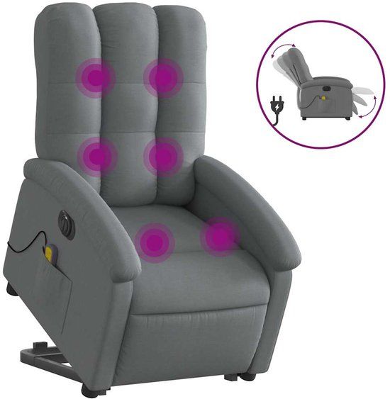 vidaXL Sta-op-massagestoel elektrisch verstelbaar stof donkergrijs