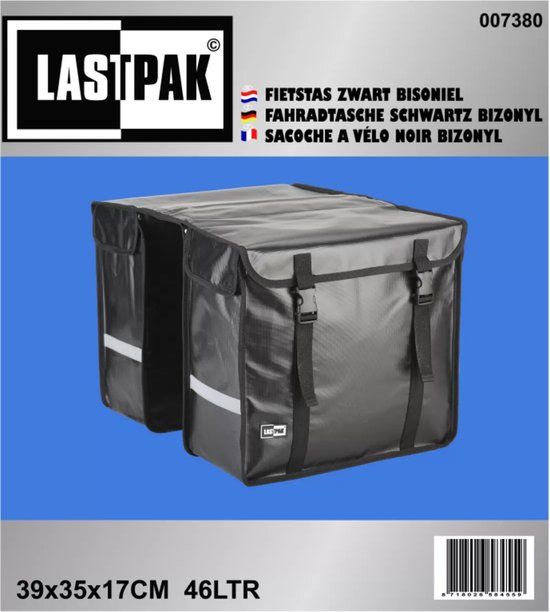 Lastpak Bisonyl Dubbele Fietstas - 46L - Zwart - Waterdicht