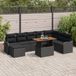 vidaXL Banc de jardin 9 pièces noir poly rotin et acier thermolaqué