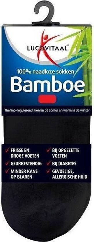Lucovitaal Bamboe Sok Enkel 4-Pack 35-38 Zwart