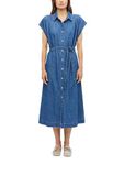 s.Oliver Middellange denim jurk met overhemdkraag en stoffen riem dames