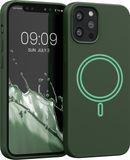 kwmobile telefoonhoesje compatibel met Apple iPhone 12 / iPhone 12 Pro - Hoesje met magneet compatibel met MagSafe - Smartphone case in donkergroen