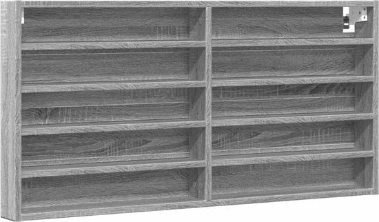 vidaXL Vitrinekast 100x8,5x50 cm bewerkt hout grijs sonoma eikenkleur