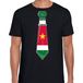 Bellatio Decorations Verkleed shirt voor heren - stropdas Suriname - zwart - supporter - themafeest XXL