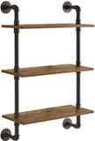 YMYNY Wandplank, zwevende plank met 3 lagen, houten wandplank in retro industrieel design, 60 cm, stabiel, metalen frame, staande plank als wanddecoratie, voor woonkamer, keuken en badkamer HD-HRF-TM003