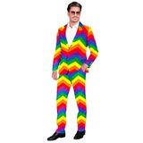 Widmann - Kostuum party fashion pak, regenboogpatroon, jas en broek, LGBTQ, Christopher Street Day