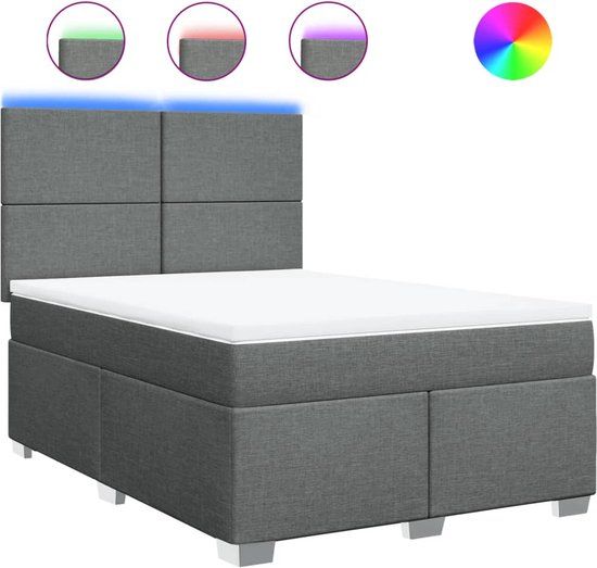 vidaXL Boxspring met matras - Stof - Donkergrijs - 140x200 cm