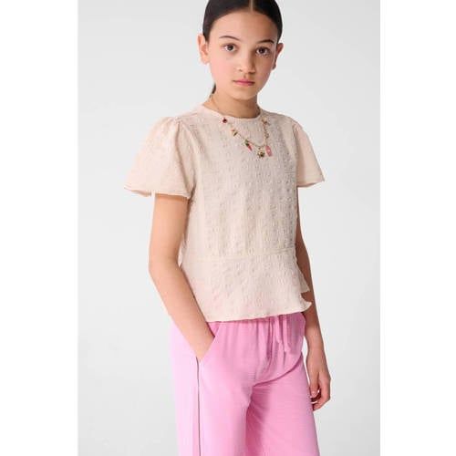 Shoeby blousetop zand met textuur