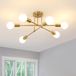 Comely Industrieel Plafonniers, 6-Lichts E27 Vintage Metalen Plafondlamp, Gouden Retro Sputnik Plafondlamp voor Woonkamer Keuken Eetkamer Slaapkamer, Diameter 52 CM