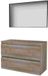 Basic-Line Framed 46 Badkamermeubelset - 100 x 46 cm - Greeploos - 2 Lades - Wastafelblad - Spiegel met Zwart Aluminium Frame - Scotch Oak