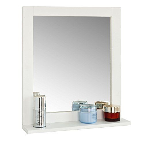 SoBuy FRG129-W Badkamerspiegel met plank Spiegel Badkamer Wandspiegel - Wit