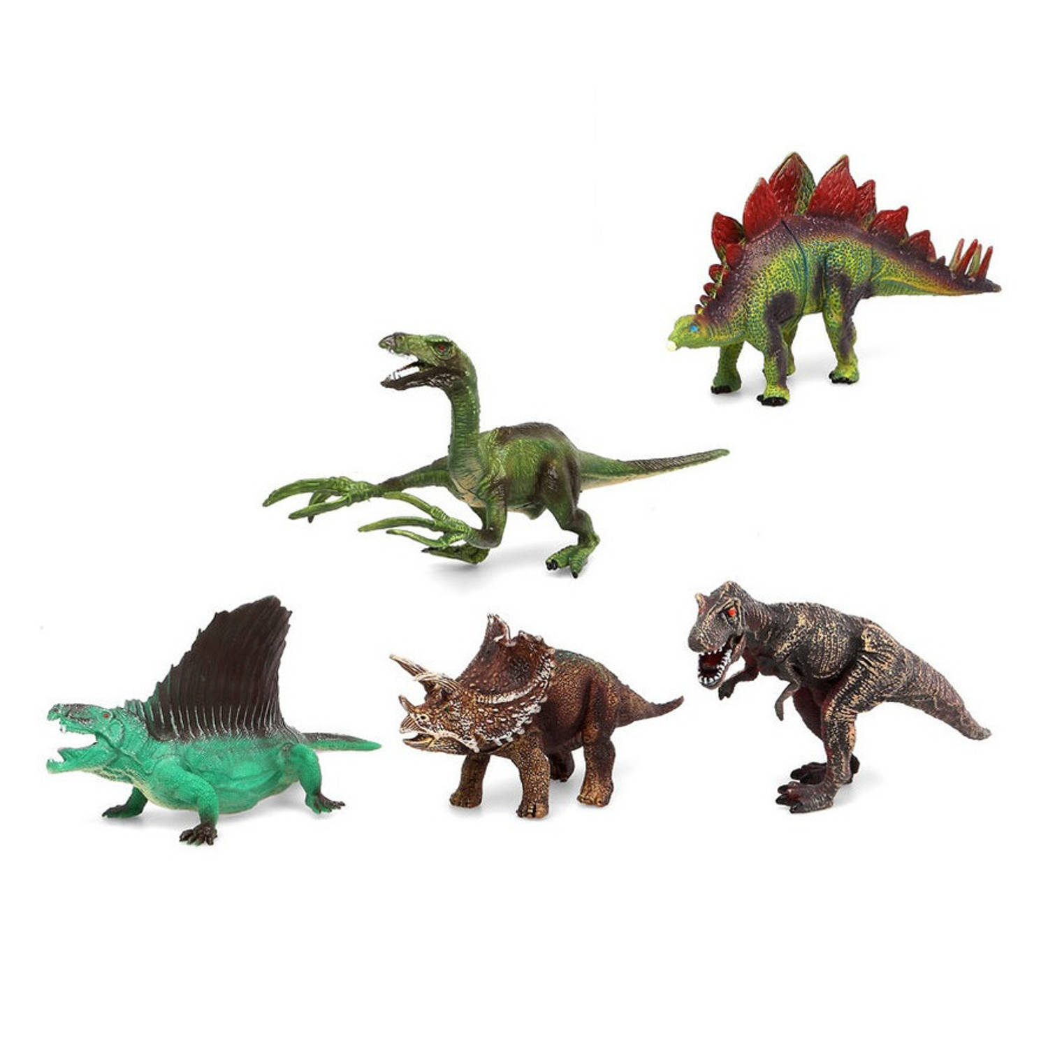 Fiesta carnavales Speelgoed dino dieren figuren 5x stuks dinosaurussen van kunststof
