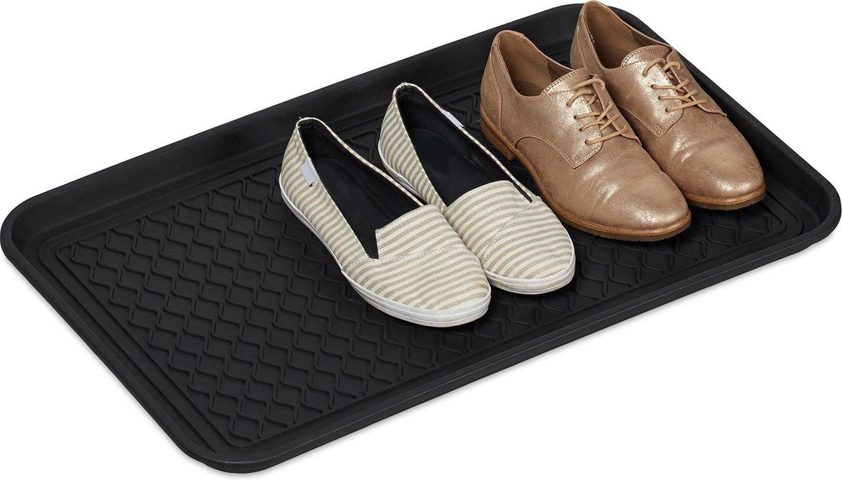 Relaxdays Afdruipmat Schoenen - Met Profiel - Zwart