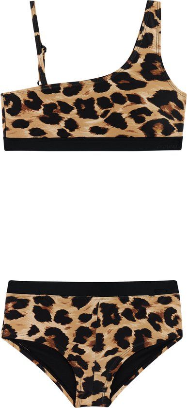 Protest PRTPanter JR Bikini Set Meisjes Bandeau Hipster Dierenprint Fudge Camel 140