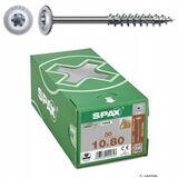 SPAX houtconstructie, discuskop, 10 x 80 mm, 50 stuks, voldraad, T-STAR plus T50, 4CUT, WIROX - 0251011000805