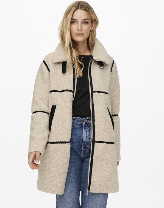 JDY Jacqueline de Yong Jdyfrosty Teddy Long Jacket Otw Noo 15243241 Birch - Women's Size XL